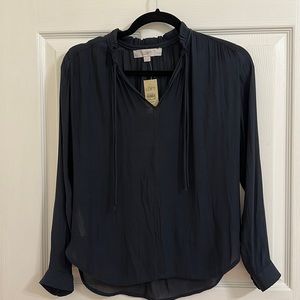 LOFT xxsp NWT Sheer Blue Long Sleeve Blouse